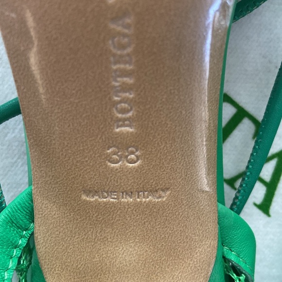Bottega Veneta SALE Italian green sandals, Scarps Pelle S. Gonna size 38 EUC - Picture 7 of 8